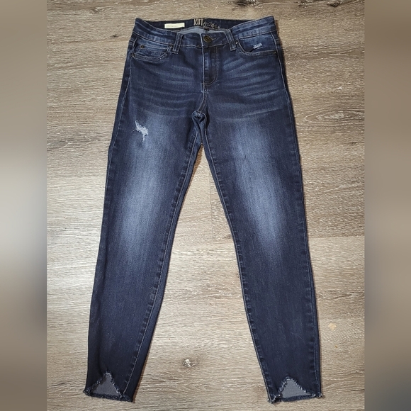 KUT FROM THE KLOTH Carlo Ankle Skinny Jeans Raw Hem Slight Distressed Sz 4 - Picture 2 of 9